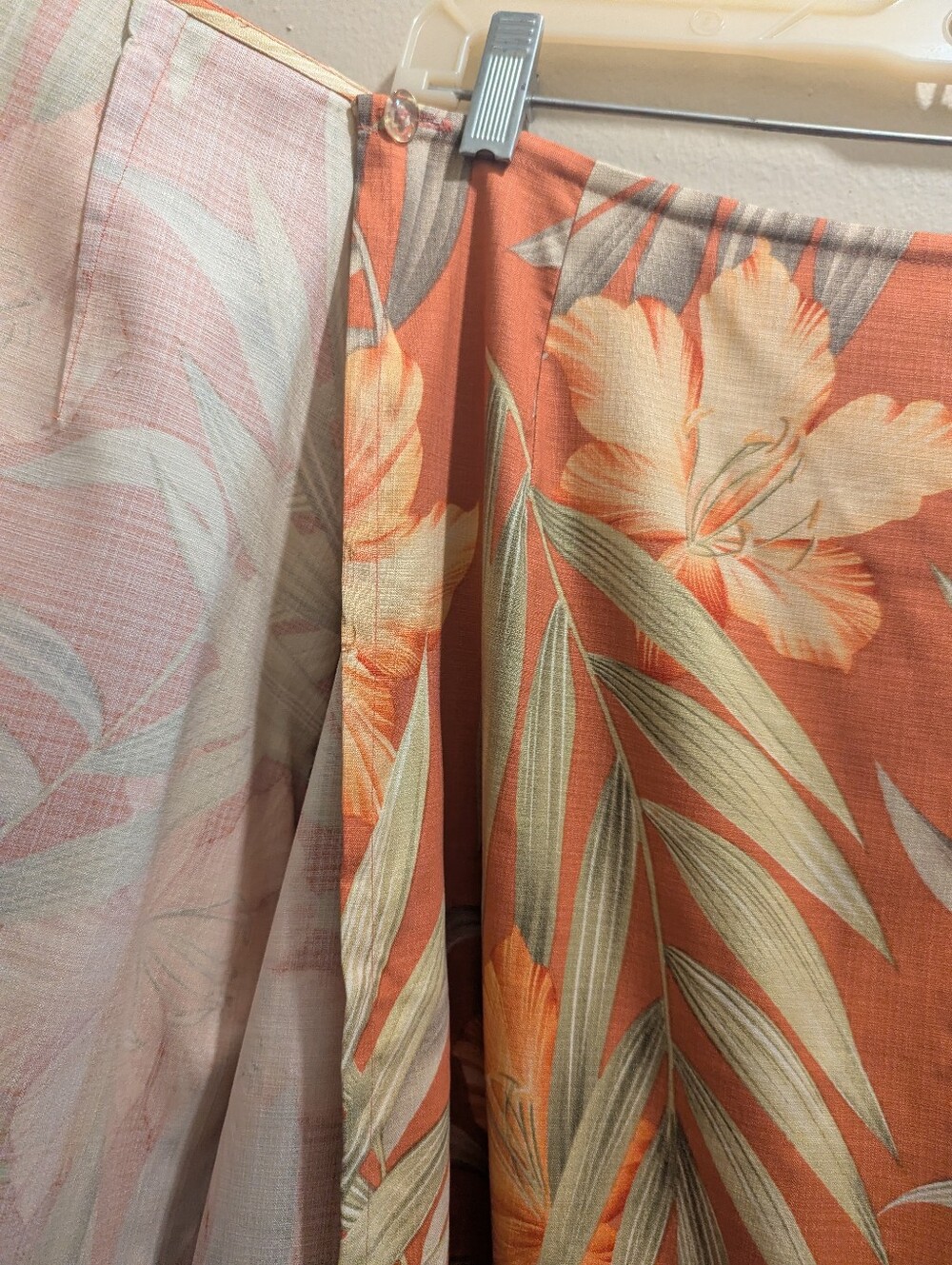 Tommy Bahama Vintage Silk Blend Terracotta Hawaiian Print Side Tie Wrap Skirt- L - Picture 10 of 12